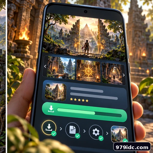 Pratinjau antarmuka panduan APK Gerbang Candi
